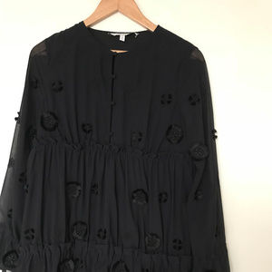 & Other Stories Navy Blue Embroidered Dress